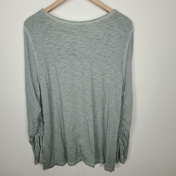 Style & Co. Heathered Green Pull Ruched Sleeve Blouse - Picture 8 of 8